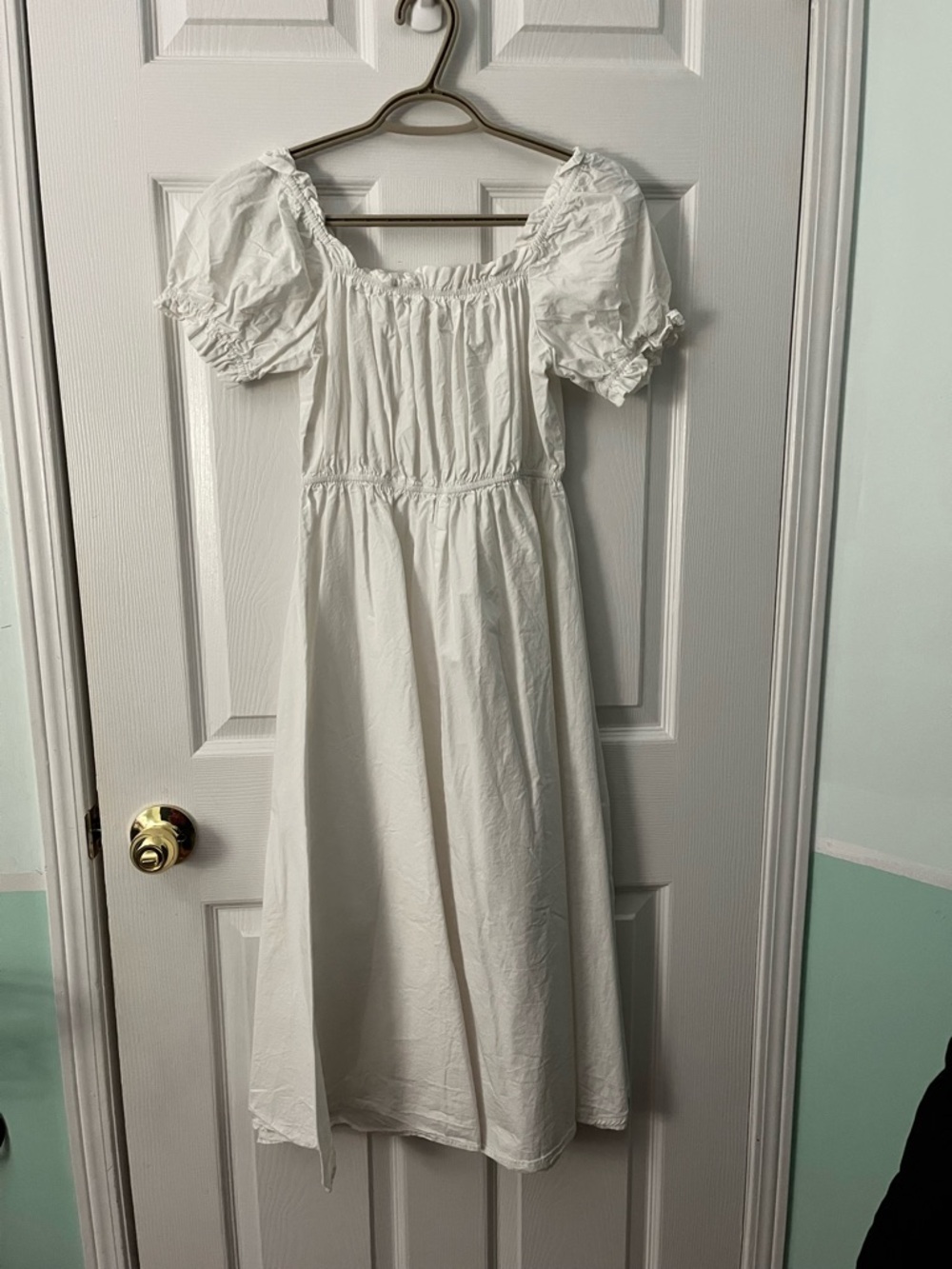 White Puff Sleeve Midi Dress